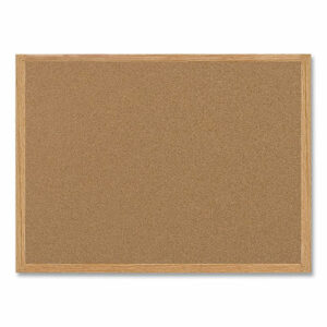 Earth Cork Board, 36" x 24", Tan Surface, Oak Finished Wood Frame