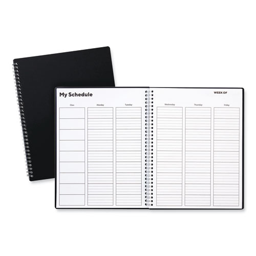 Weekly Teacher Planner, 9 Classes, Black Cover, 11 x 8.5 Sheets, 45-Week Span