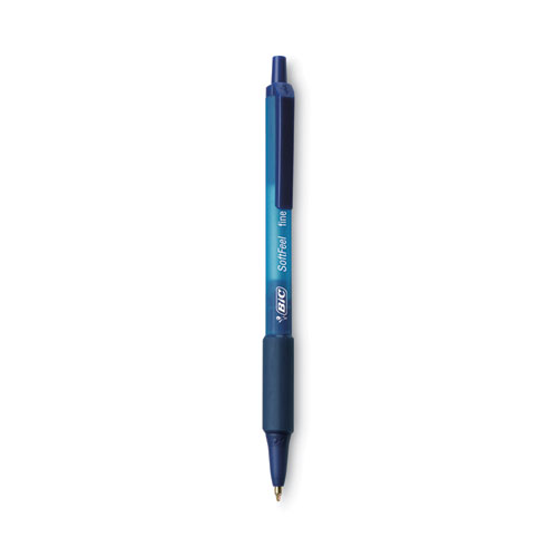 Soft Feel Ballpoint Pen, Retractable, Medium 1 mm, Blue Ink, Blue Barrel, Dozen - Image 2