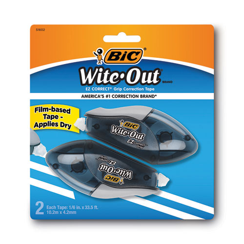 Wite-Out EZ Correct Grip Correction Tape, NonRefill, Smoke Applicator, 0.17" x 402", 2/Pack - Image 2