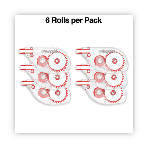 Side-Application Correction Tape, Transparent Red Applicator, 0.2" x 393", 6/Pack - Image 2