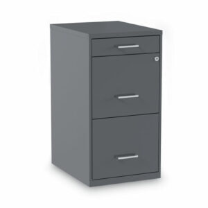 Soho Vertical File Cabinet, 3 Drawers: Pencil/File/File, Letter, Charcoal, 14" x 18" x 26.9"