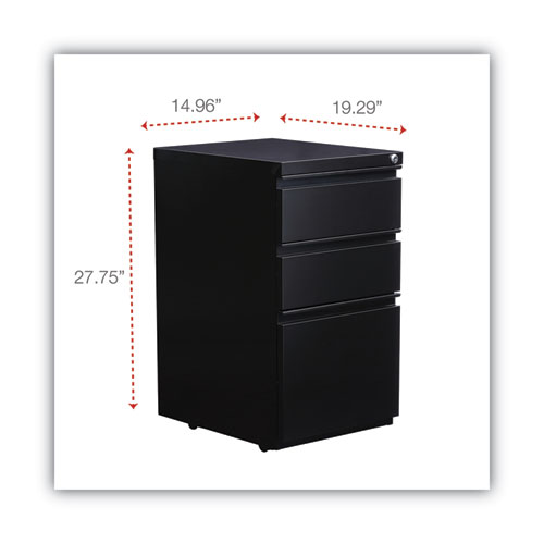 File Pedestal with Full-Length Pull, Left or Right, 3-Drawers: Box/Box/File, Legal/Letter, Black, 14.96" x 19.29" x 27.75" - Image 3