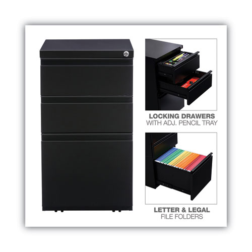 File Pedestal with Full-Length Pull, Left or Right, 3-Drawers: Box/Box/File, Legal/Letter, Black, 14.96" x 19.29" x 27.75" - Image 4