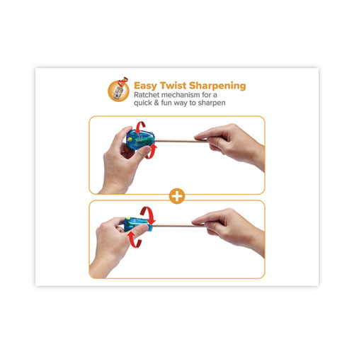 Twist-n-Sharp Pencil Sharpener, One-Hole, 3.5 x 1.25 x 5.5, Randomly Assorted Colors, 3/Box - Image 5