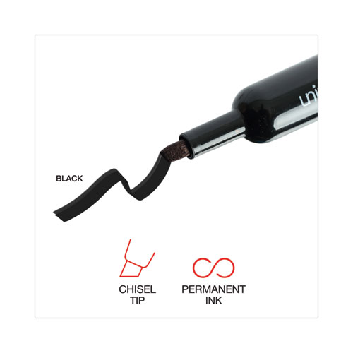 Chisel Tip Permanent Marker, Broad Chisel Tip, Black, Dozen - Image 5