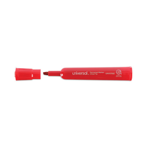 Chisel Tip Permanent Marker, Broad Chisel Tip, Red, Dozen - Image 7