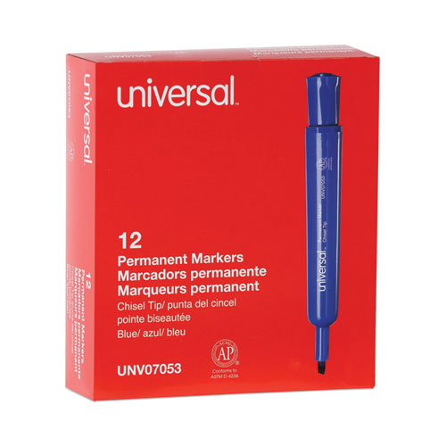 Chisel Tip Permanent Marker, Broad Chisel Tip, Blue, Dozen - Image 2