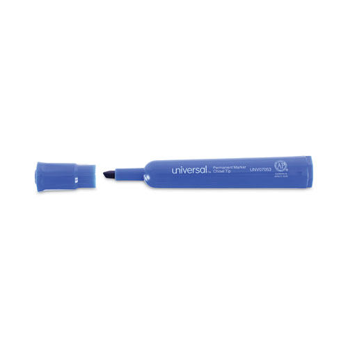 Chisel Tip Permanent Marker, Broad Chisel Tip, Blue, Dozen - Image 7