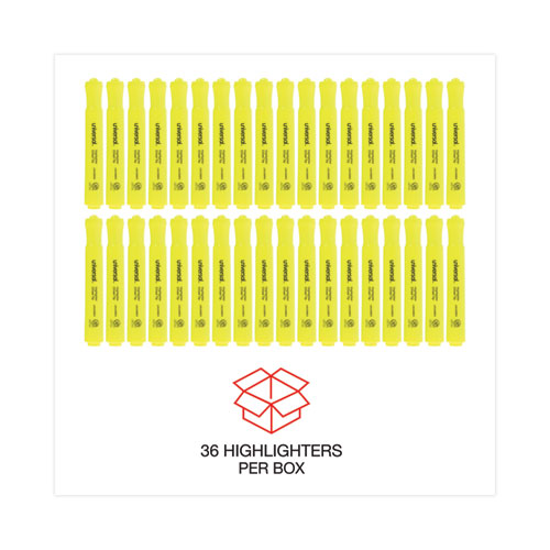 Desk Highlighter Value Pack, Fluorescent Yellow Ink, Chisel Tip, Yellow Barrel, 36/Pack - Image 4