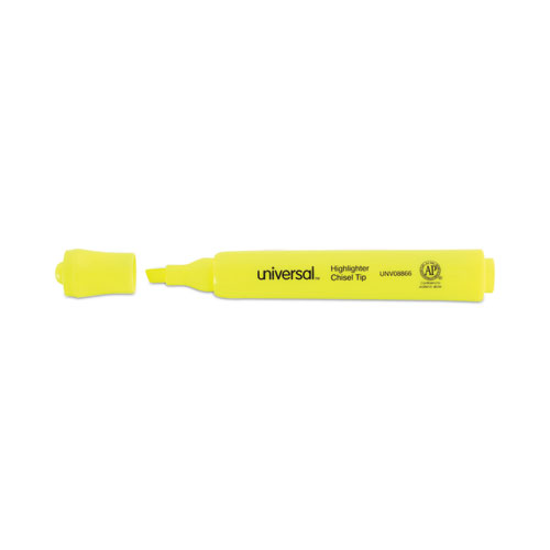 Desk Highlighter Value Pack, Fluorescent Yellow Ink, Chisel Tip, Yellow Barrel, 36/Pack - Image 7