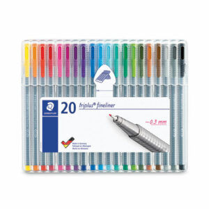 Triplus Fineliner Porous Point Pen, 20 Color Set, Stick, Extra-Fine 0.3 mm, Assorted Ink and Barrel Colors, 20/Pack