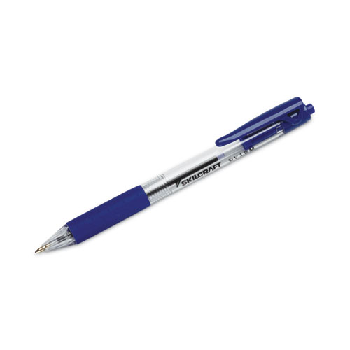 7520016970597, SKILCRAFT SLV-Performer Ballpoint Pen, Retractable, Medium 1 mm, Blue Ink, Blue/Clear Barrel, Dozen