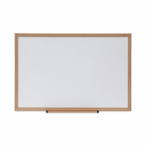 Deluxe Melamine Dry Erase Board, 36" x 24", White Surface, Oak Finished Fiberboard (MDF) Frame