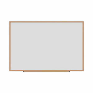 Deluxe Melamine Dry Erase Board, 72" x 48", White Surface, Oak Finished Fiberboard (MDF) Frame