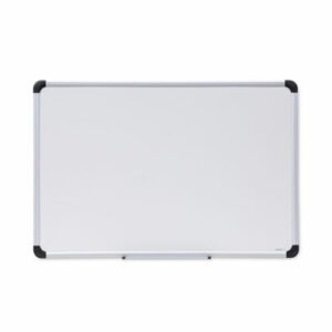 Deluxe Porcelain Magnetic Dry Erase Board, 36" x 24", White Surface, Silver/Black Aluminum Frame