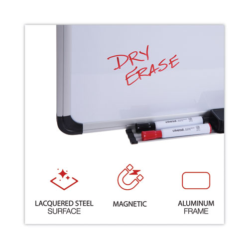 Deluxe Porcelain Magnetic Dry Erase Board, 36" x 24", White Surface, Silver/Black Aluminum Frame - Image 2