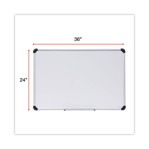 Deluxe Porcelain Magnetic Dry Erase Board, 36" x 24", White Surface, Silver/Black Aluminum Frame - Image 3