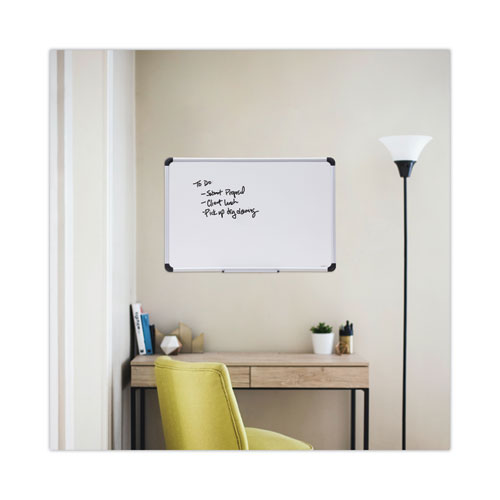 Deluxe Porcelain Magnetic Dry Erase Board, 36" x 24", White Surface, Silver/Black Aluminum Frame - Image 6