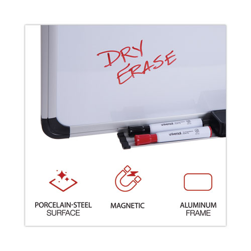 Deluxe Porcelain Magnetic Dry Erase Board, 48" x 36", White Surface, Silver/Black Aluminum Frame - Image 2