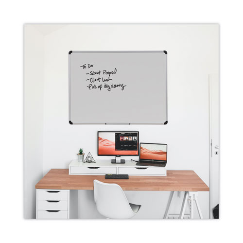 Deluxe Porcelain Magnetic Dry Erase Board, 48" x 36", White Surface, Silver/Black Aluminum Frame - Image 7