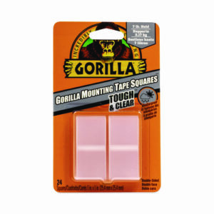 Tough and Clear Double-Sided Mounting Tape Squares, Holds Up to 0.58 lb per Pair (Up to 7 lb per 24), 1" x 1", Clear, 24/Pack