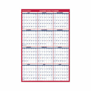 Academic Erasable Reversible Extra Large Wall Calendar, 48 x 32, White/Blue/Red, 12 Month (July to June): 2025 to 2026