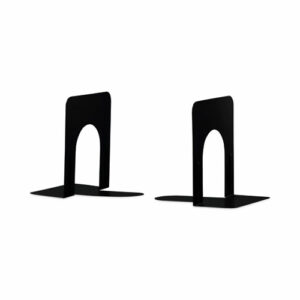 Deluxe Economy Bookends, Nonskid Base, 4.75 x 5.25 x 5, Heavy Gauge Steel, Black, Pair
