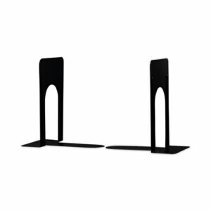 Jumbo Deluxe Economy Bookends, Nonskid Base, 5.88 x 8.25 x 9, Heavy Gauge Steel, Black, Pair