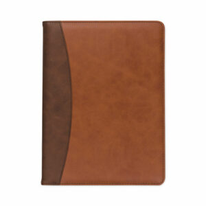 Two-Tone Padfolio with Spine Accent, 10.6w x 14.25h, Polyurethane, Tan/Brown
