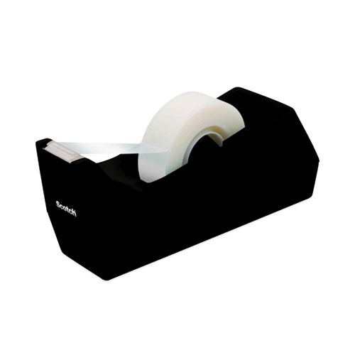 Desktop Tape Dispenser, Weighted Non-Skid Base, 1" Core, Black - Image 2
