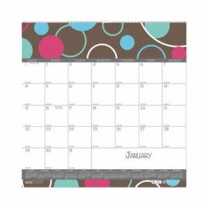 Recycled Bubbleluxe Wall Calendar, Bubbles Artwork, 12 x 12, White/Multicolor Sheets, 12-Month (Jan to Dec): 2025