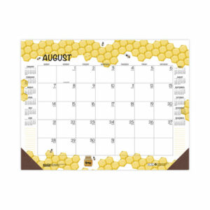 Academic Year Recycled Honeycomb Desk Pad Calendar, 22 x 17, White/Multicolor Sheets, 12-Month (Aug to July): 2025 to 2026