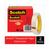 Transparent Tape, 3" Core, 0.75" x 72 yds, Transparent, 2/Pack - Image 2