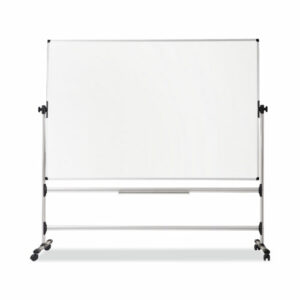 Earth Silver Easy Clean Mobile Revolver Dry Erase Boards, 36" x 48", White Surface, Natural Steel Frame