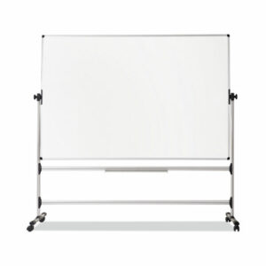 Earth Silver Easy Clean Mobile Revolver Dry Erase Boards, 48" x 70", White Surface, Natural Steel Frame