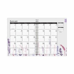 Recycled WildFlower Weekly/Monthly Planner, WildFlower Artwork, 11 x 8.5, Gray/White/Purple Cover, 12-Month (Jan-Dec): 2025