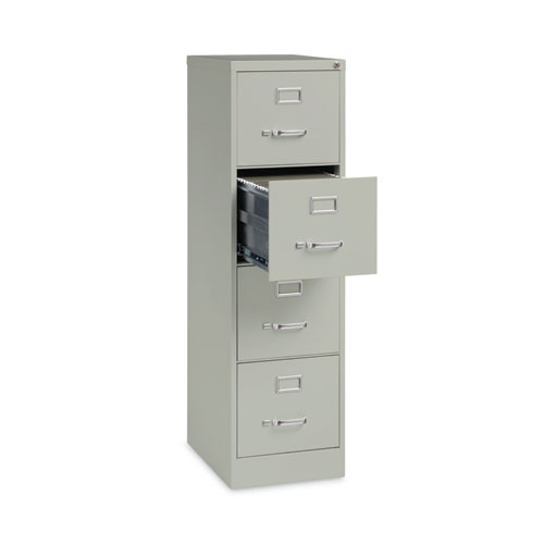 Four-Drawer Economy Vertical File, Letter-Size File Drawers, 15" x 22" x 52", Light Gray - Image 4