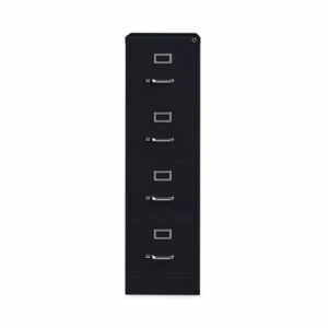 Four-Drawer Economy Vertical File, Letter-Size File Drawers, 15" x 22" x 52", Black