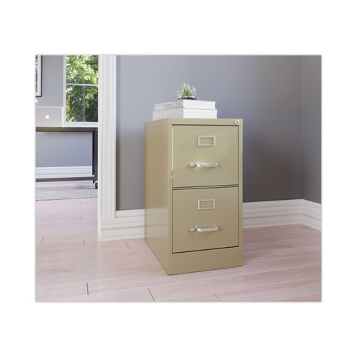 Two-Drawer Economy Vertical File, Letter-Size File Drawers, 15" x 22" x 28.37", Putty - Image 2