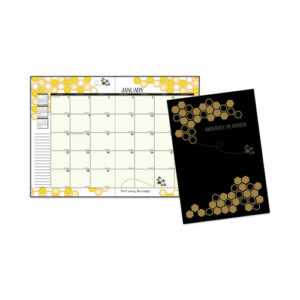 Recycled Honeycomb Monthly Planner, Honeycomb Artwork, 11 x 7, Black/Gold Cover, 12-Month (Jan to Dec): 2025
