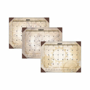 Recycled Vintage Desk Pad Calendar, Vintage Artwork, 22 x 17, Sepia Sheets, Brown Corners, 12-Month (Jan-Dec): 2025