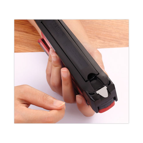 InPower One-Finger 3-in-1 Desktop Stapler, 20-Sheet Capacity, Red/Black - Image 5