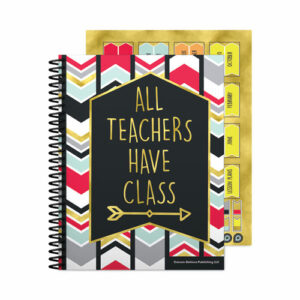 Teachers Planner, Weekly/Monthly, 7 Classes, Chevron Artwork, Multicolor Cover, 11 x 8.5 Sheets, 12-Month (July to June)