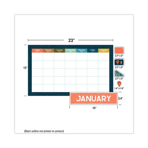 Calendar Bulletin Board Sets, 123-Piece Set, Let's Explore, 23" x 13", Multicolor - Image 3