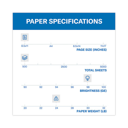 Premium Laser Print Paper, 98 Bright, 3-Hole, 24 lb Bond Weight, 8.5 x 11, White, 500/Ream - Image 3
