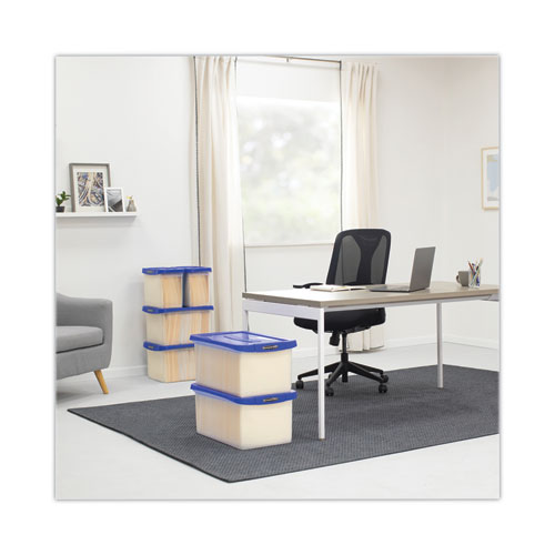 Latch Lid Storage Bin, 22.38" x 14.19" x 10.63", Clear/Blue - Image 2