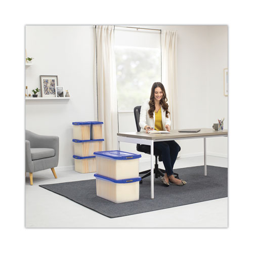 Latch Lid Storage Bin, 22.38" x 14.19" x 10.63", Clear/Blue - Image 5