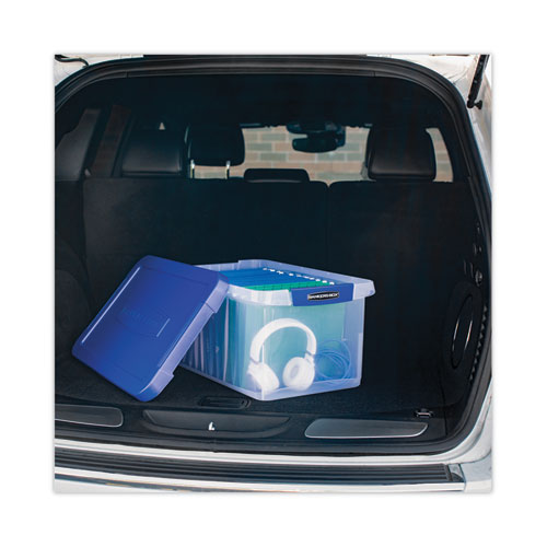 Latch Lid Storage Bin, 22.38" x 14.19" x 10.63", Clear/Blue - Image 7