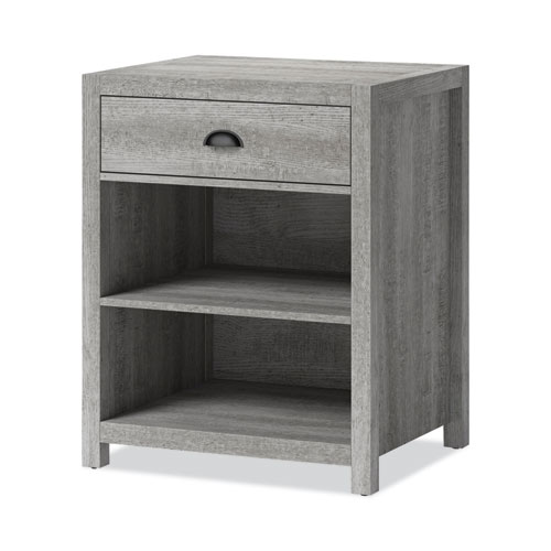 Fallbrook Printer Stand, Engineered Wood, 3 Shelves, 1 Drawer, 50 lb Capacity, 24" x 20" x 30.25", Smoked Ash